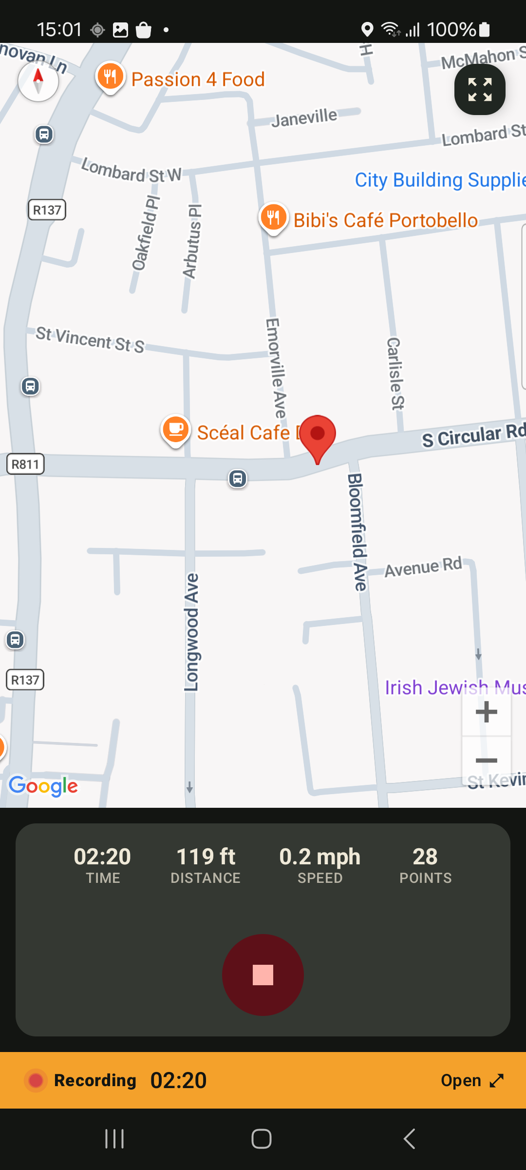 Active recording with live map