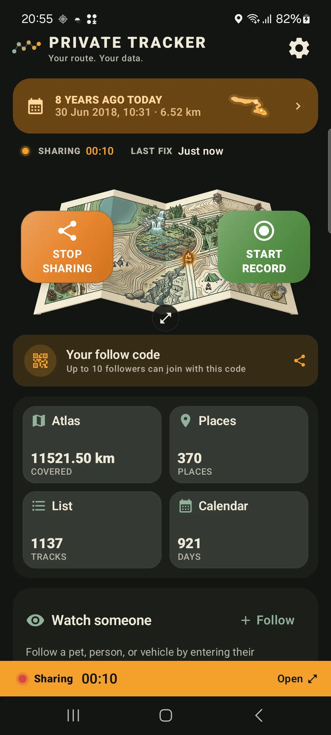 Live share controls
