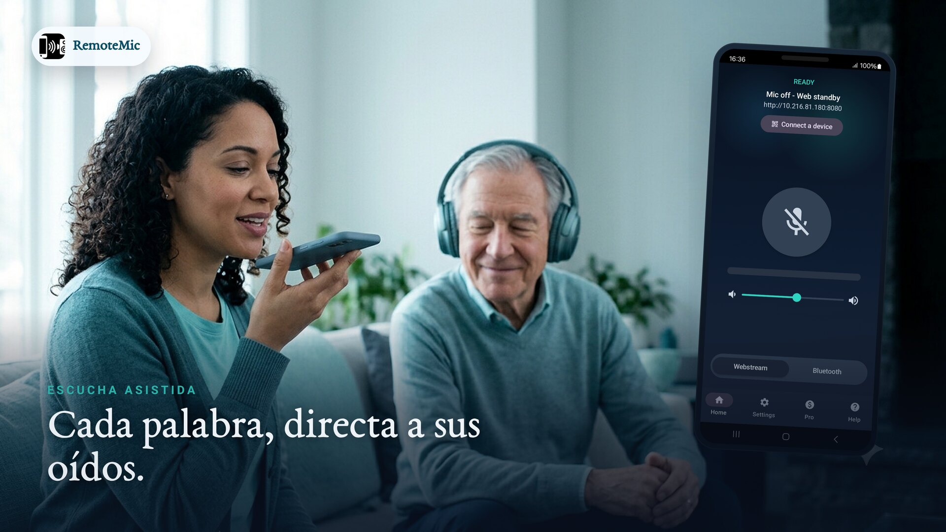 Un invitado oye cada palabra con claridad a través de sus propios auriculares