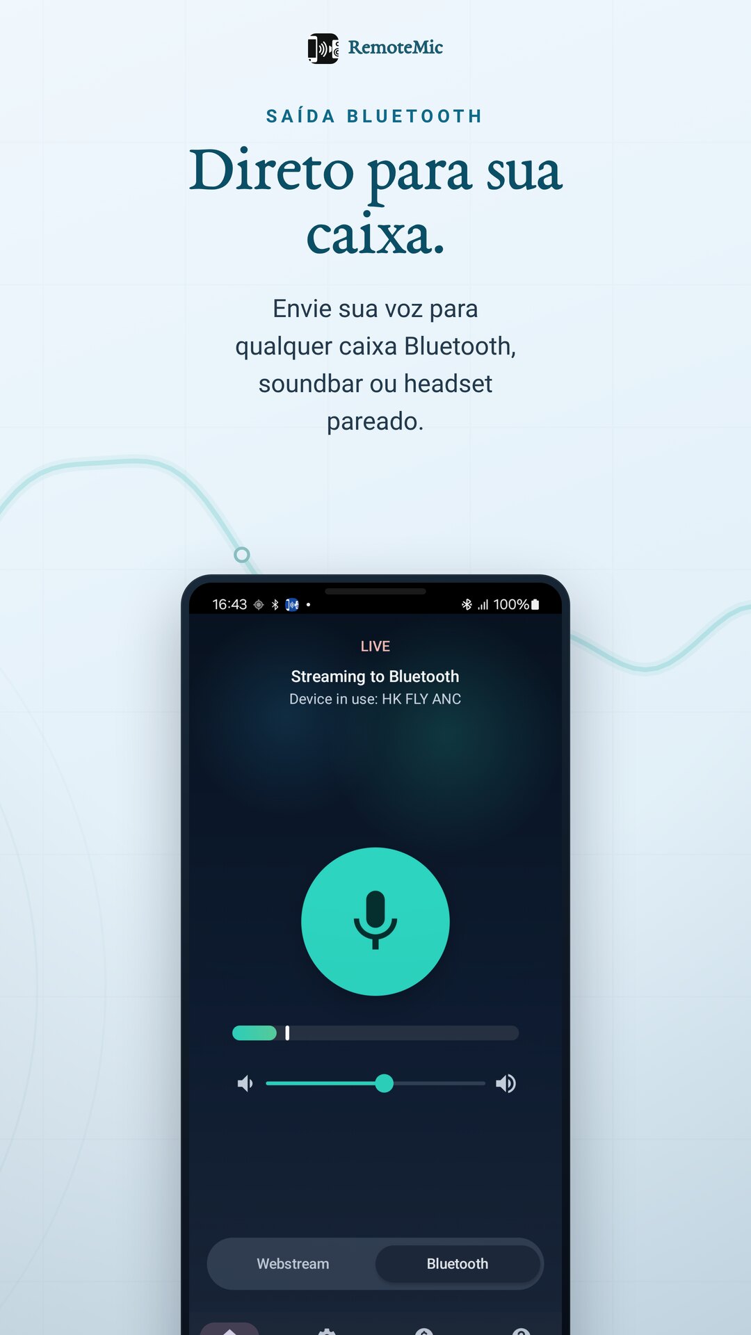 Envie sua voz direto para uma caixa Bluetooth