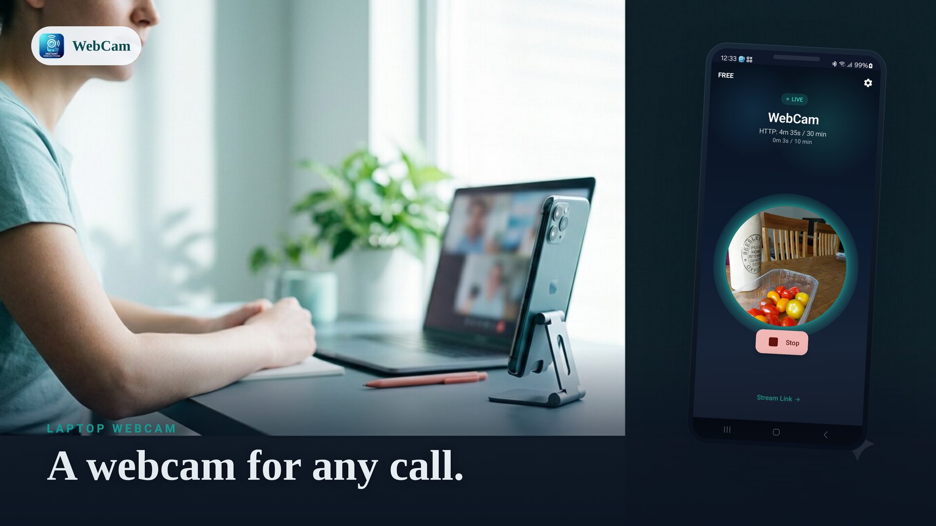 Ein Handy als Webcam für einen Videoanruf am Laptop